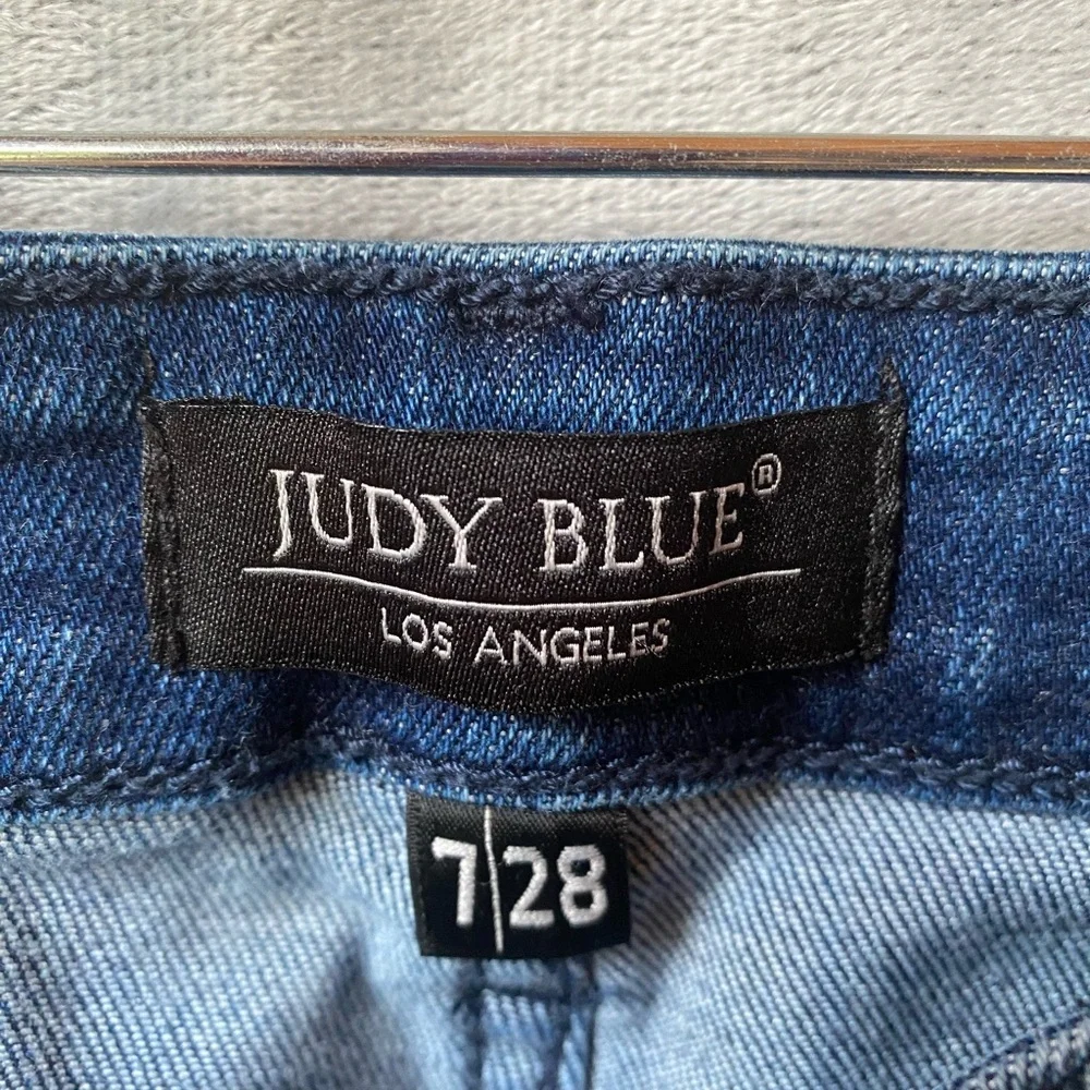 Judy Blue Womens Jeans, Medium Blue, Destroyed Detail, Boyfriend Fit, Size 28